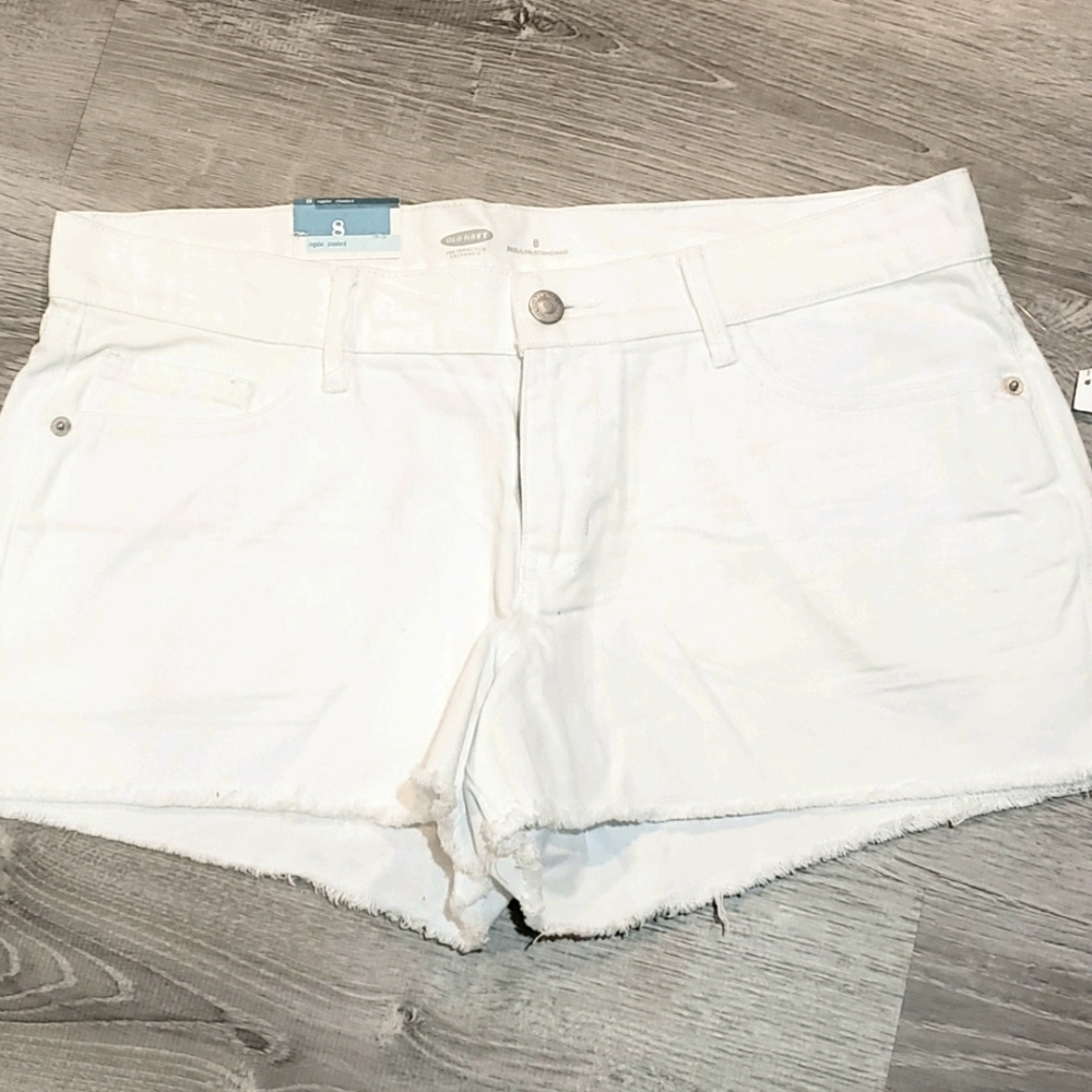 Old Navy White Denim Cut Off Shorts Size 8